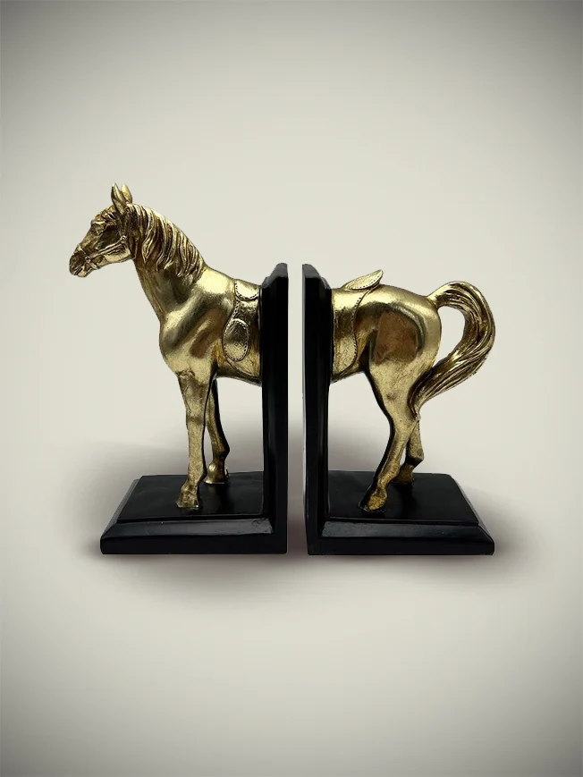 Pair Bookends 'Cheval' Tartan and Zebra