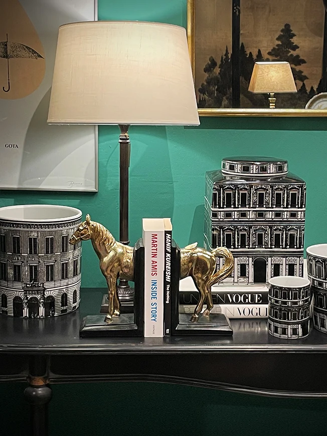 Pair Bookends 'Cheval' Tartan and Zebra