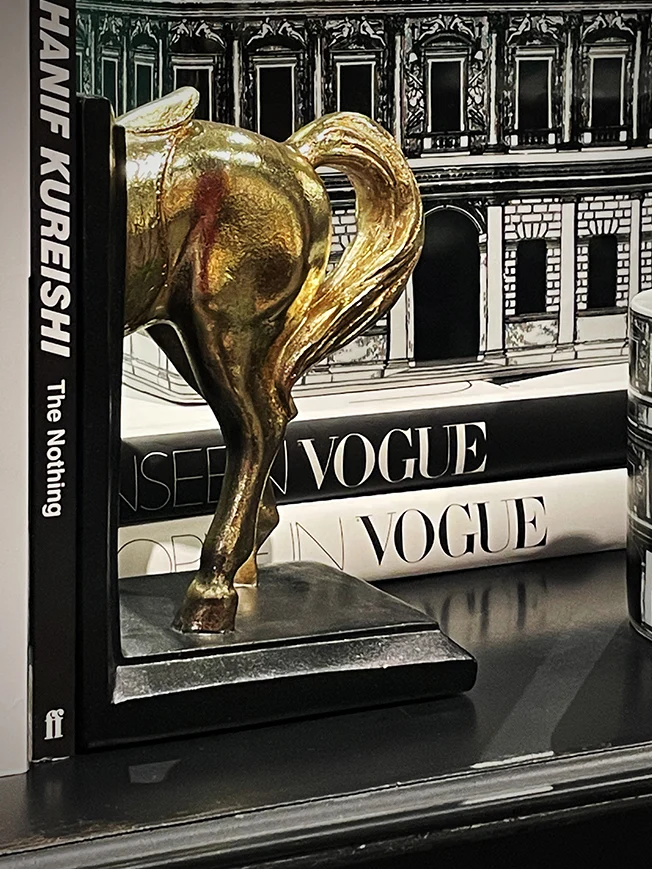 Pair Bookends 'Cheval' Tartan and Zebra