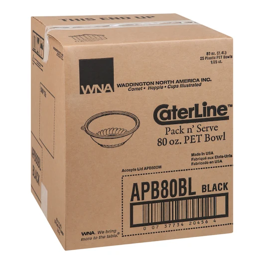 WNA Caterline Pack 80 oz. Black Plastic Bowl-25 Each-1/Case
