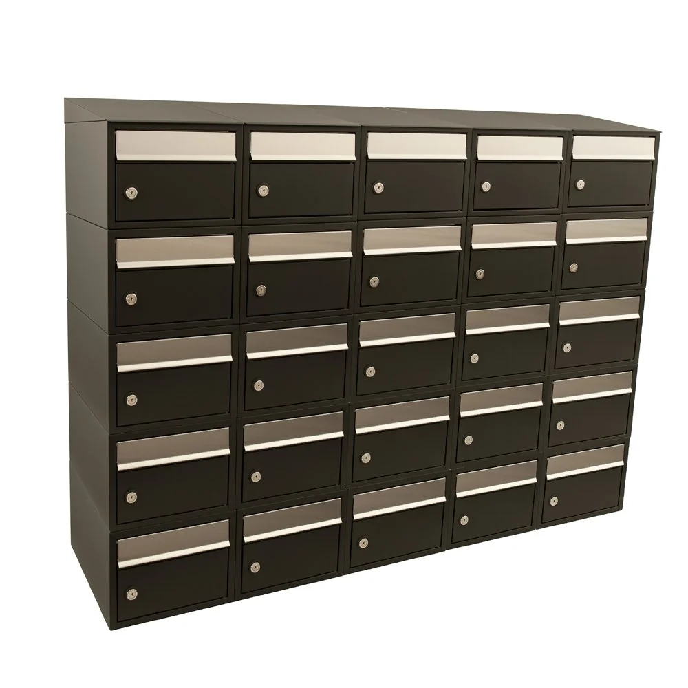 Brievenbusunit Brickset 5-breed, 5-hoog met dak Zwart 113,5x147,5x38 cm (HxBxD)