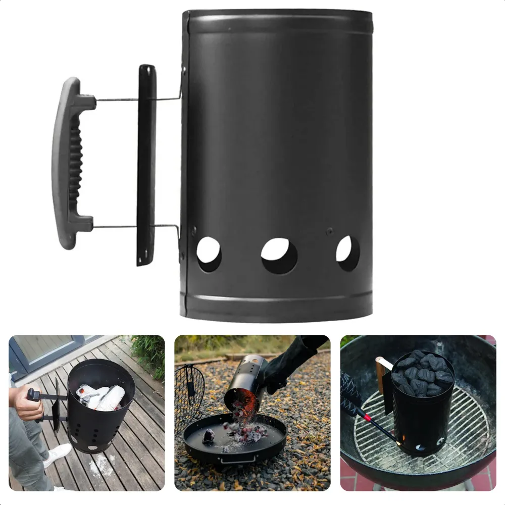 Cheqo® XL Brikettenstarter - Barbecue Starter - Houtskool Starter voor Briketten - Vuurstarter Met Hitteschild - Barbecue...