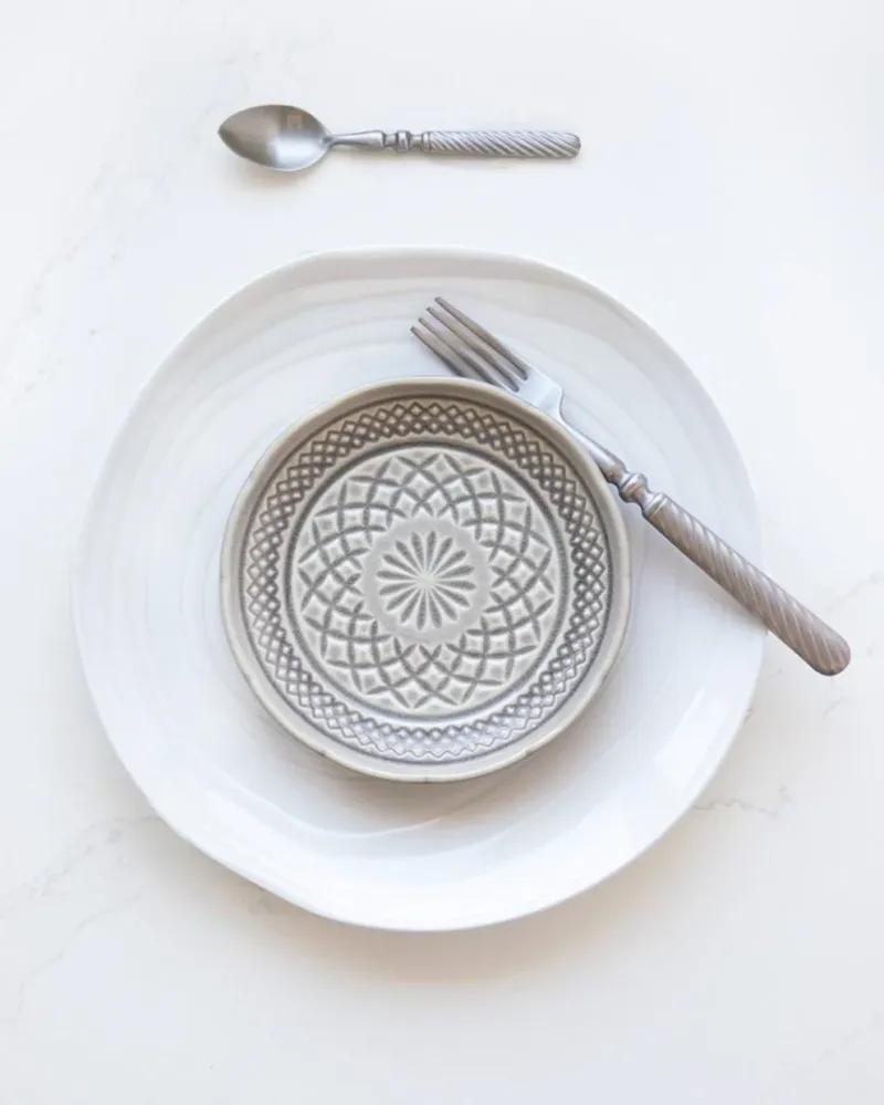 Brood Bord Crystal Bone and White