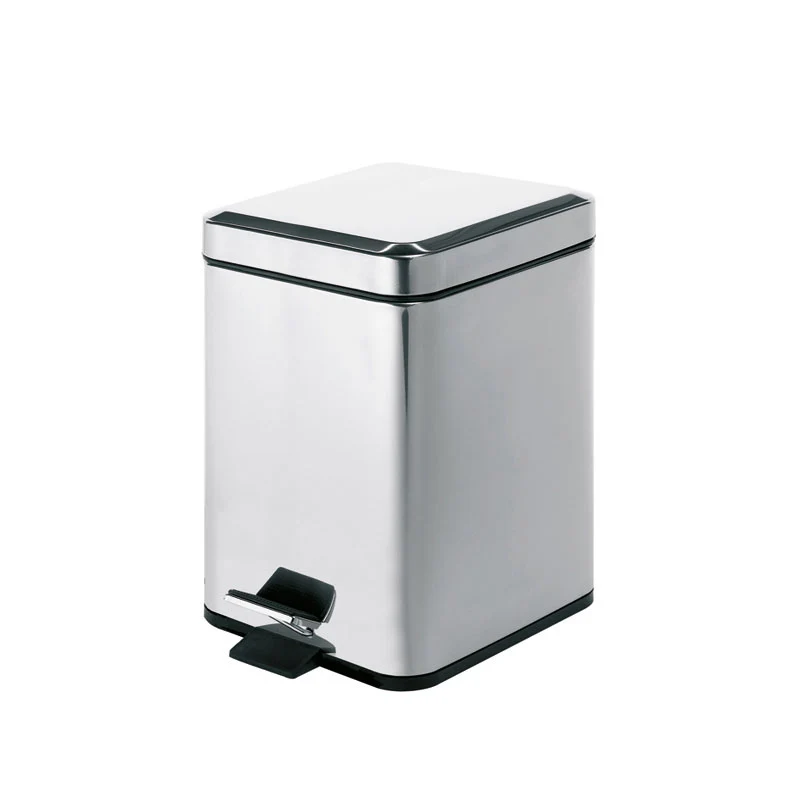 2209-13 Square waste bin Gedy Argenta 3 lt. polished chroom stainless steel cm 16.5x21.5x25 met Slotbaar Deksel | Dierproof