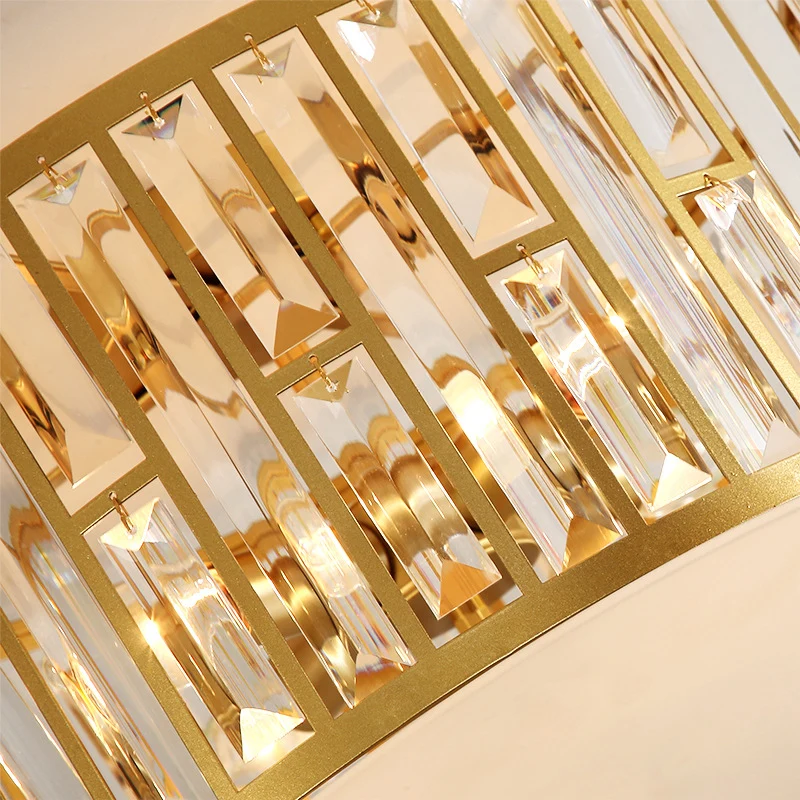 7,5"/16"/22" brede trommel inbouw modernistisch geslepen kristal goud 5 lampen plafondmontage lichtarmatuur met opaal glaz...