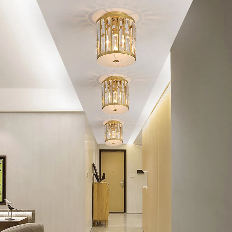 7,5"/16"/22" brede trommel inbouw modernistisch geslepen kristal goud 5 lampen plafondmontage lichtarmatuur met opaal glaz...