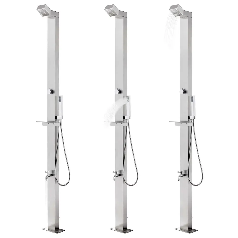 Zwembadskimmer Buitendouche 220 cm roestvrij staal