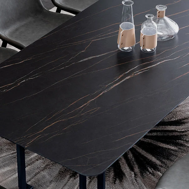 Eigentijds Dining Table Set 1/4/5/9 Pcs Black Sintered Stone Dining Table Armless Chairs
