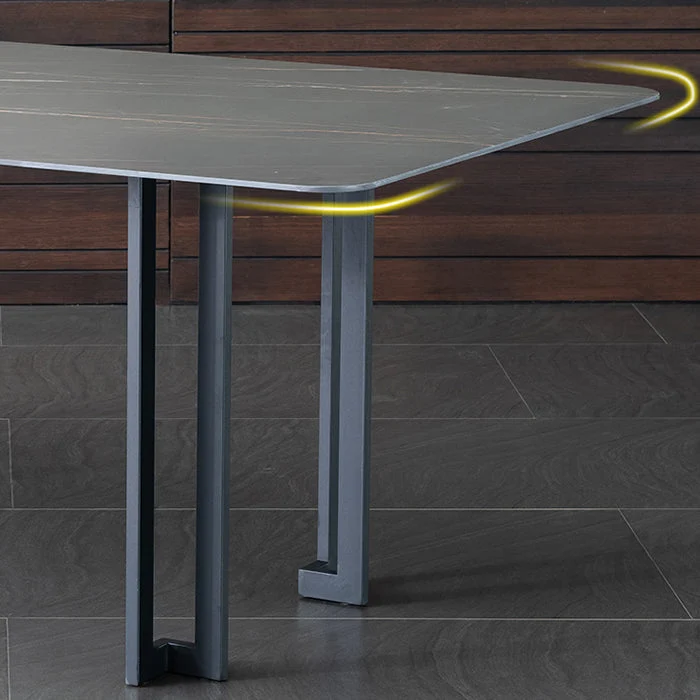 Eigentijds Dining Table Set 1/4/5/9 Pcs Black Sintered Stone Dining Table Armless Chairs