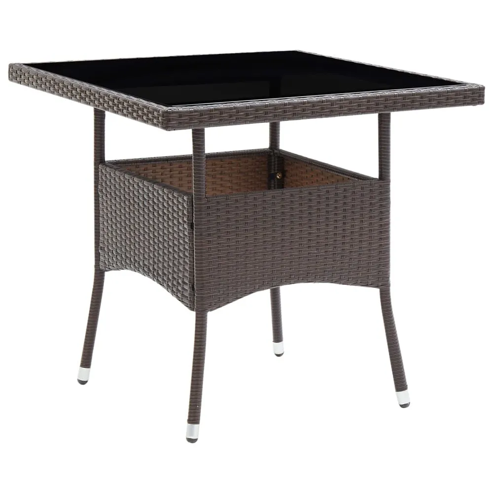Tuintafel poly rattan bruin met Inklapbaar Onderstel