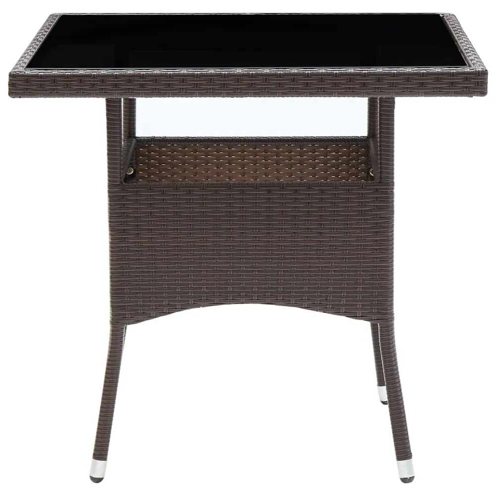 Tuintafel poly rattan bruin met Inklapbaar Onderstel