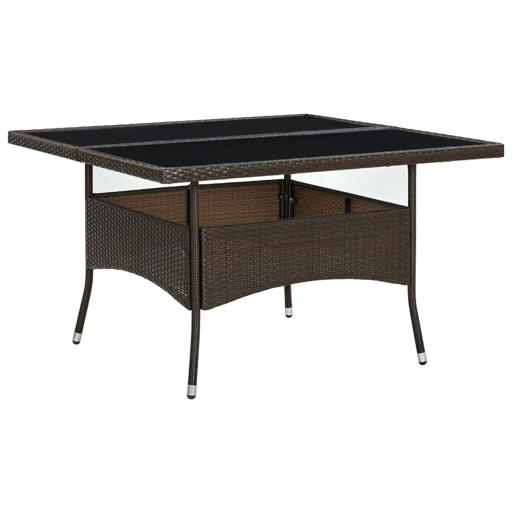 Tuintafel poly rattan en glas bruin voor op het Terras de Tuin