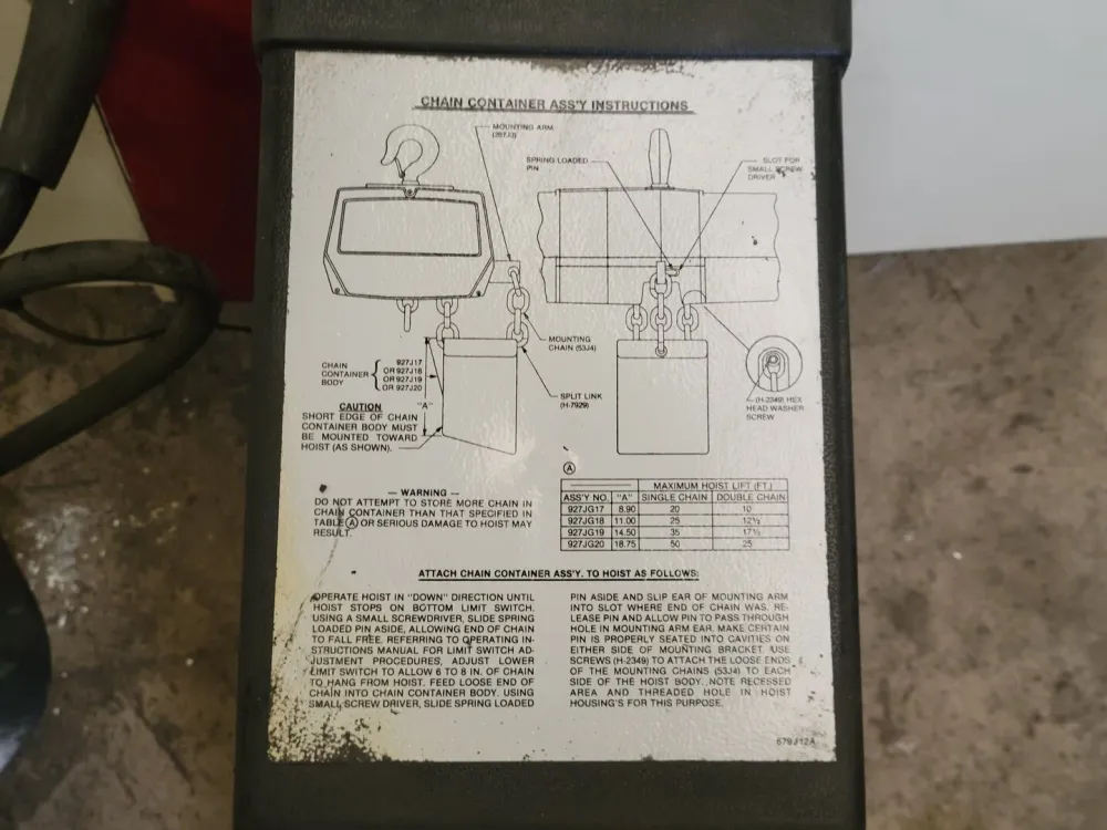 1/4 Ton Chain Hoist w/ 14' Free Standing Overhead Crane EC0516-5