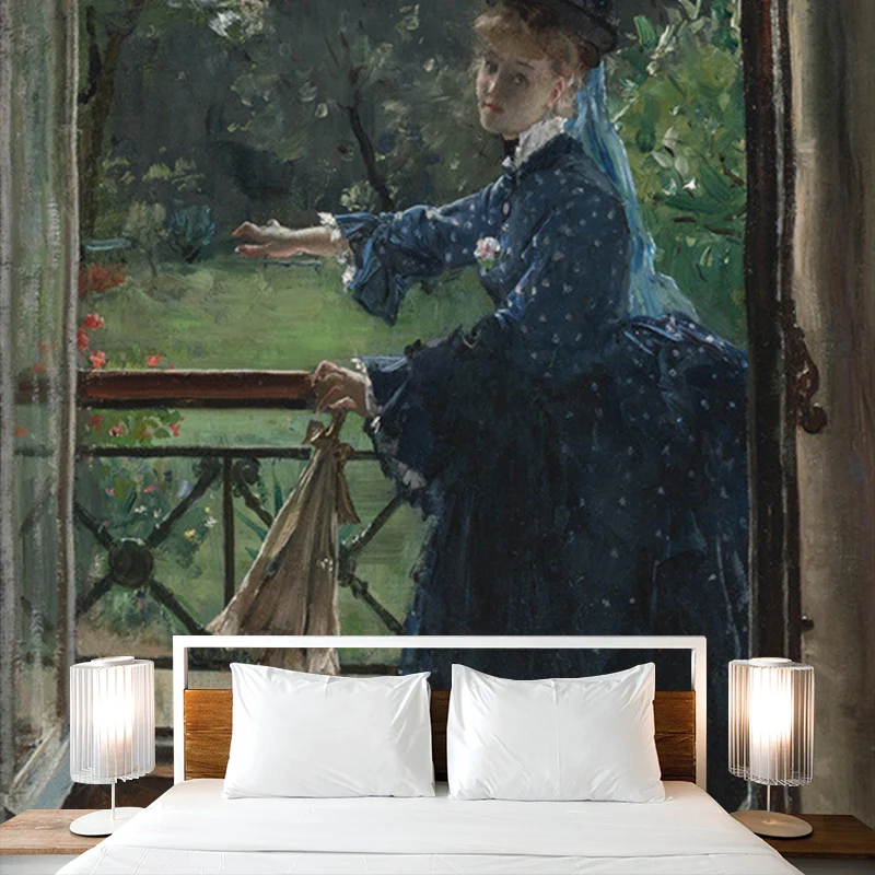 Alfred Stevens Painting Wall Murals Ancient Gelikt Surface Wall Decor Blue-Green Blue