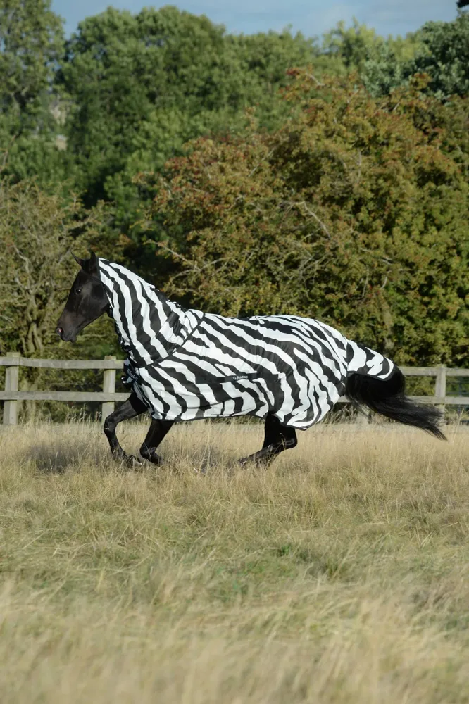 Buzz-Off Zebra Fly Rug Demonteerbaar Full Neck Black/White 165