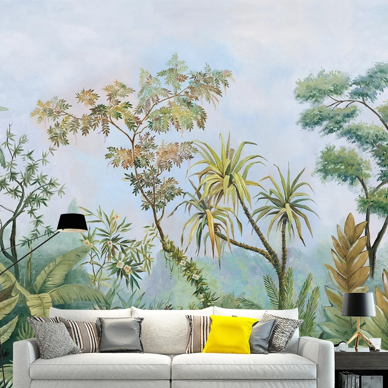 Cortenstaal tuin Extra Large Mural Wallpaper Forest and Tree Pattern Gallery Wall Art Olijfgroen Home Decoration Green