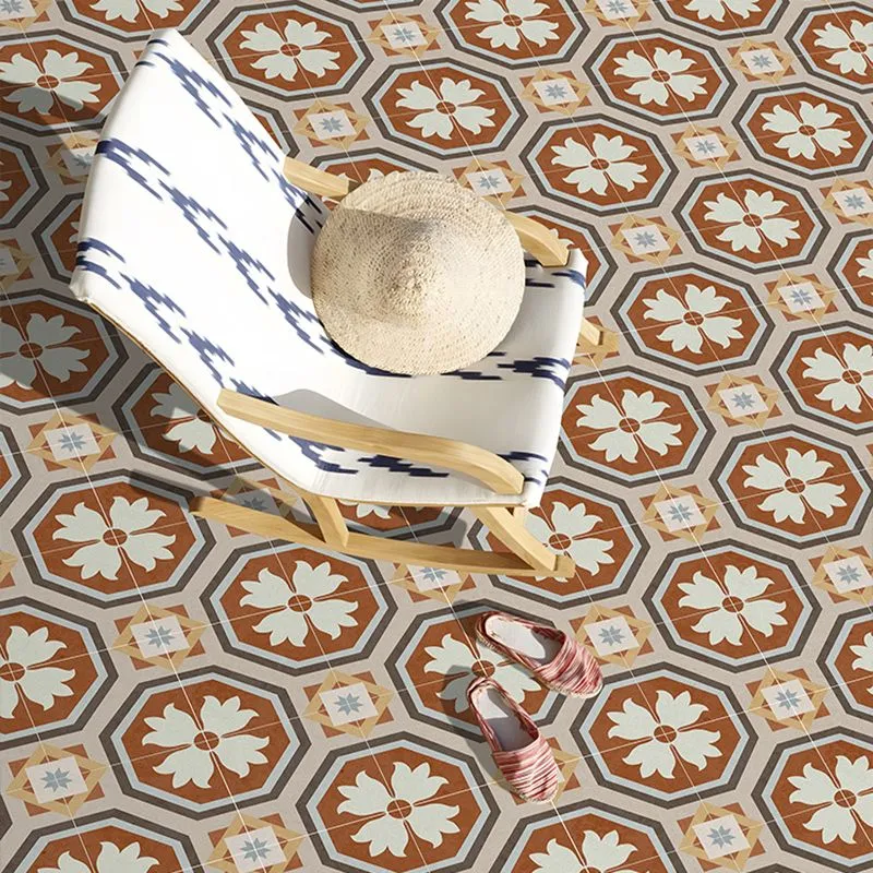 Square Interior Vinyl Flooring Peel and Stick Flower Print Waterdicht Vinyl Flooring