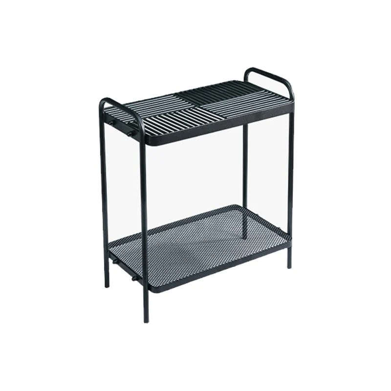 4 Legs Rectangular Side Table 19.68 inch Ruim End Table 2 Shelves met Geïntegreerde Parasol Gat Black