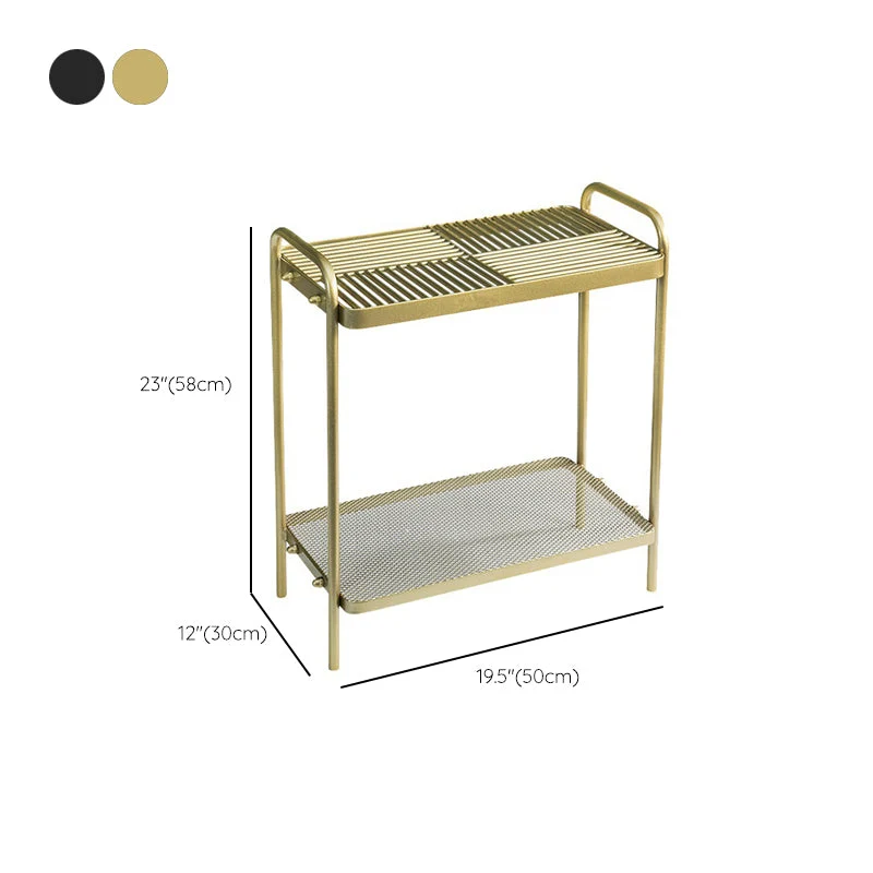 4 Legs Rectangular Side Table 19.68 inch Ruim End Table 2 Shelves met Geïntegreerde Parasol Gat Black