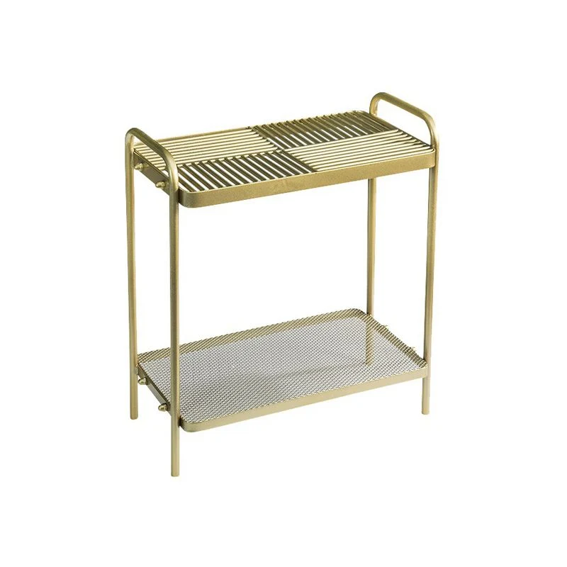 4 Legs Rectangular Side Table 19.68 inch Ruim End Table 2 Shelves met Geïntegreerde Parasol Gat Black