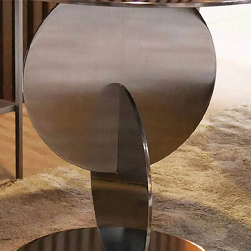 Medieval Hedendaags Style Pedestal Base Design Circular Metal Side Table Light