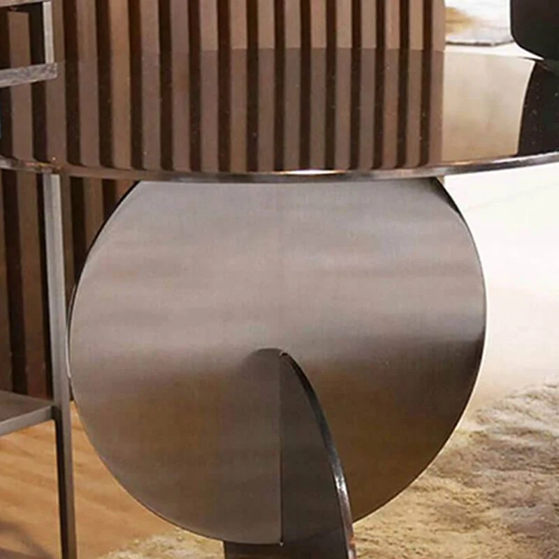Medieval Hedendaags Style Pedestal Base Design Circular Metal Side Table Light
