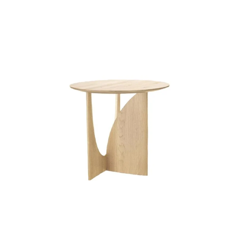 Premium Outdoor Scandinavian End Table Stevig Wood Abstract Base Round Top Side Table Black