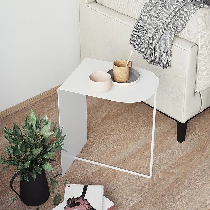 Rectangular Metalen Table Abstract Base Design mid-century Modern Style Side Table met Geïntegreerde Parasol Gat White