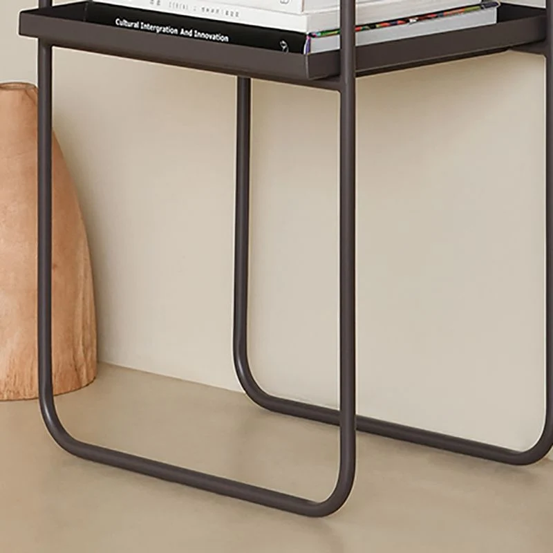 Sled Base Side Table Rectangular Metalen Top End Table Shelf Black
