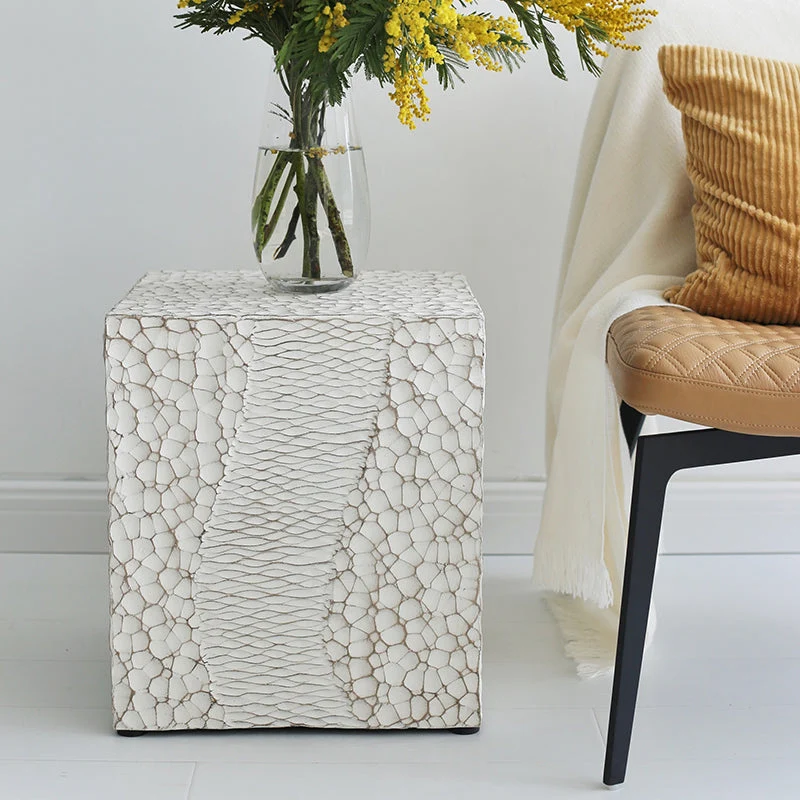 14" Sprei Contemporary Corner Table Square Wood Accent Side Table White