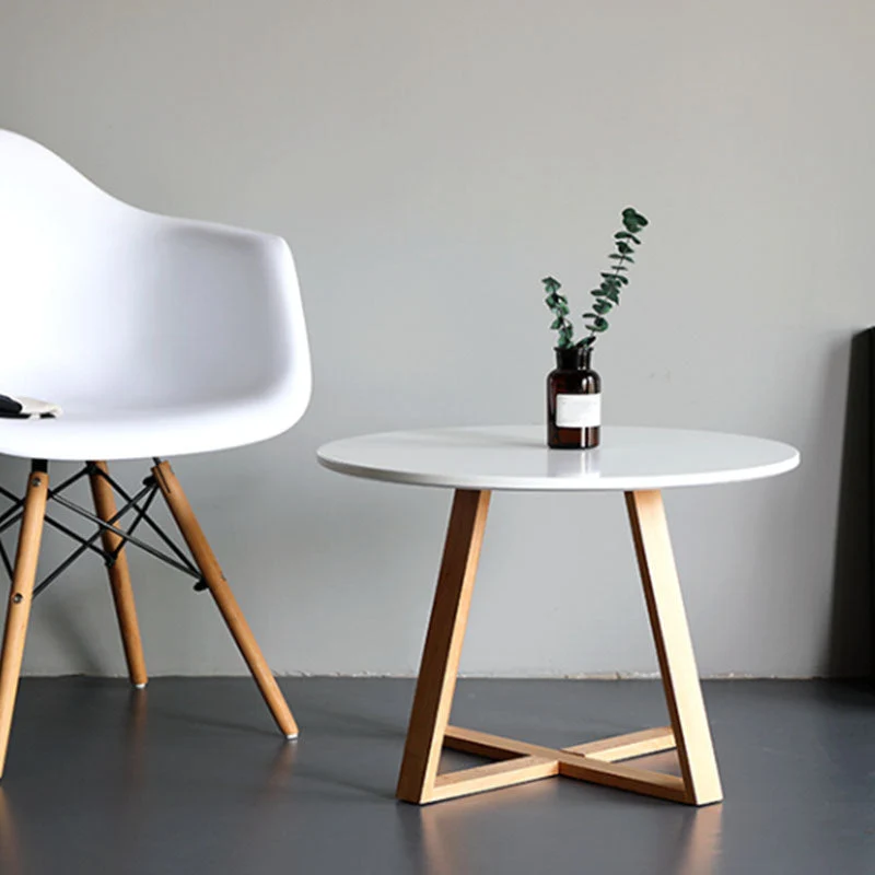 Nordic Style Round Solid Wood Table Massief hout Crossed Base Side Table Propane aangedreven 16l
