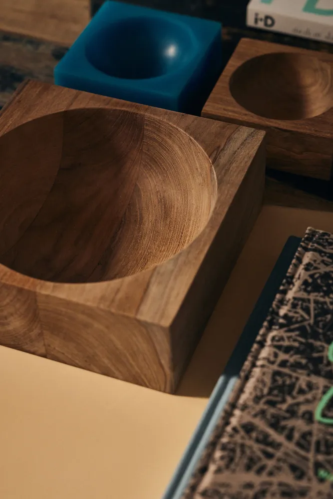 HKliving Teak Cube Schaal - Medium