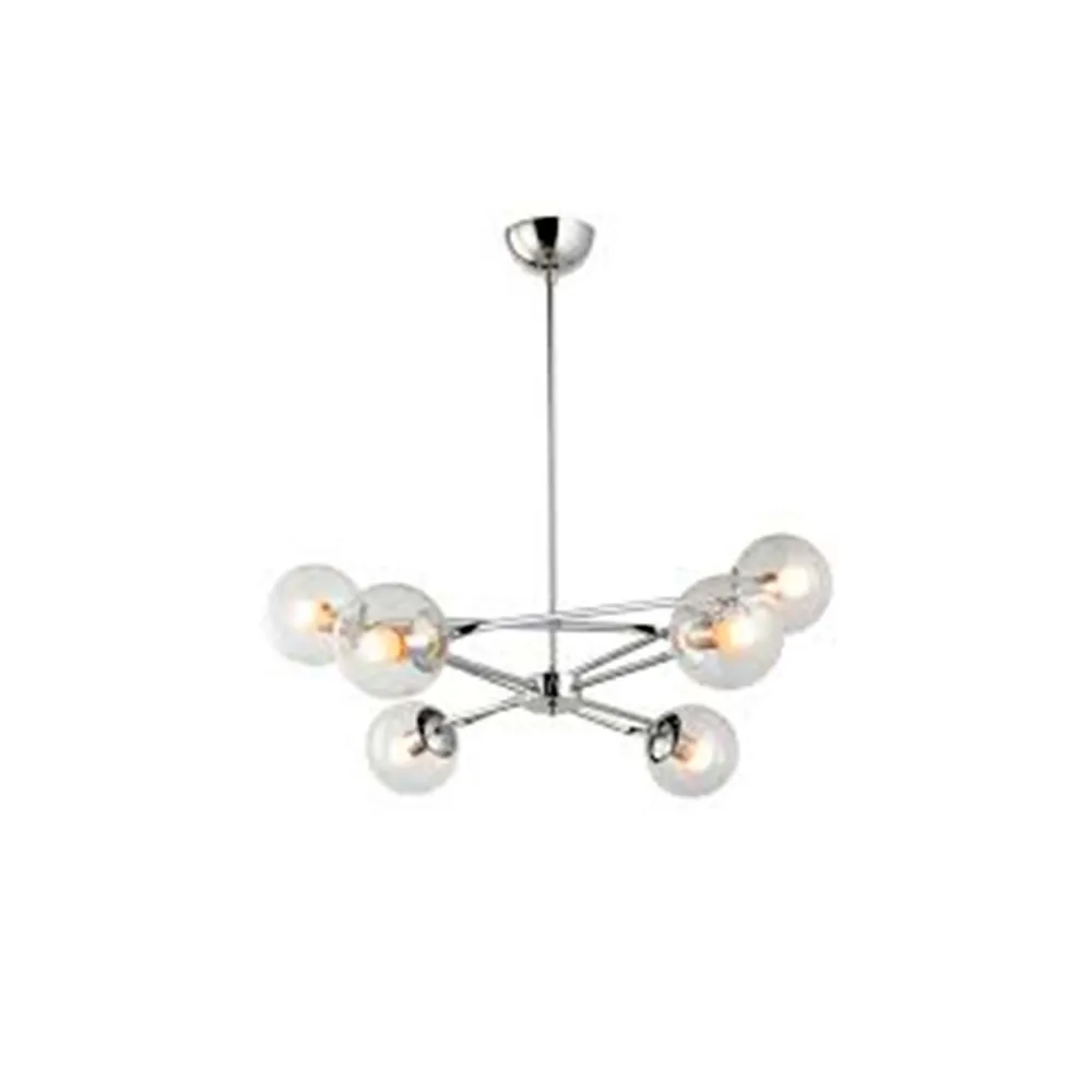 LUMINARIA SUSPENDIDA PARA TECHO 6L CROMO 240V 127V E27 *NO INCLUYE FOCOS* CALUX