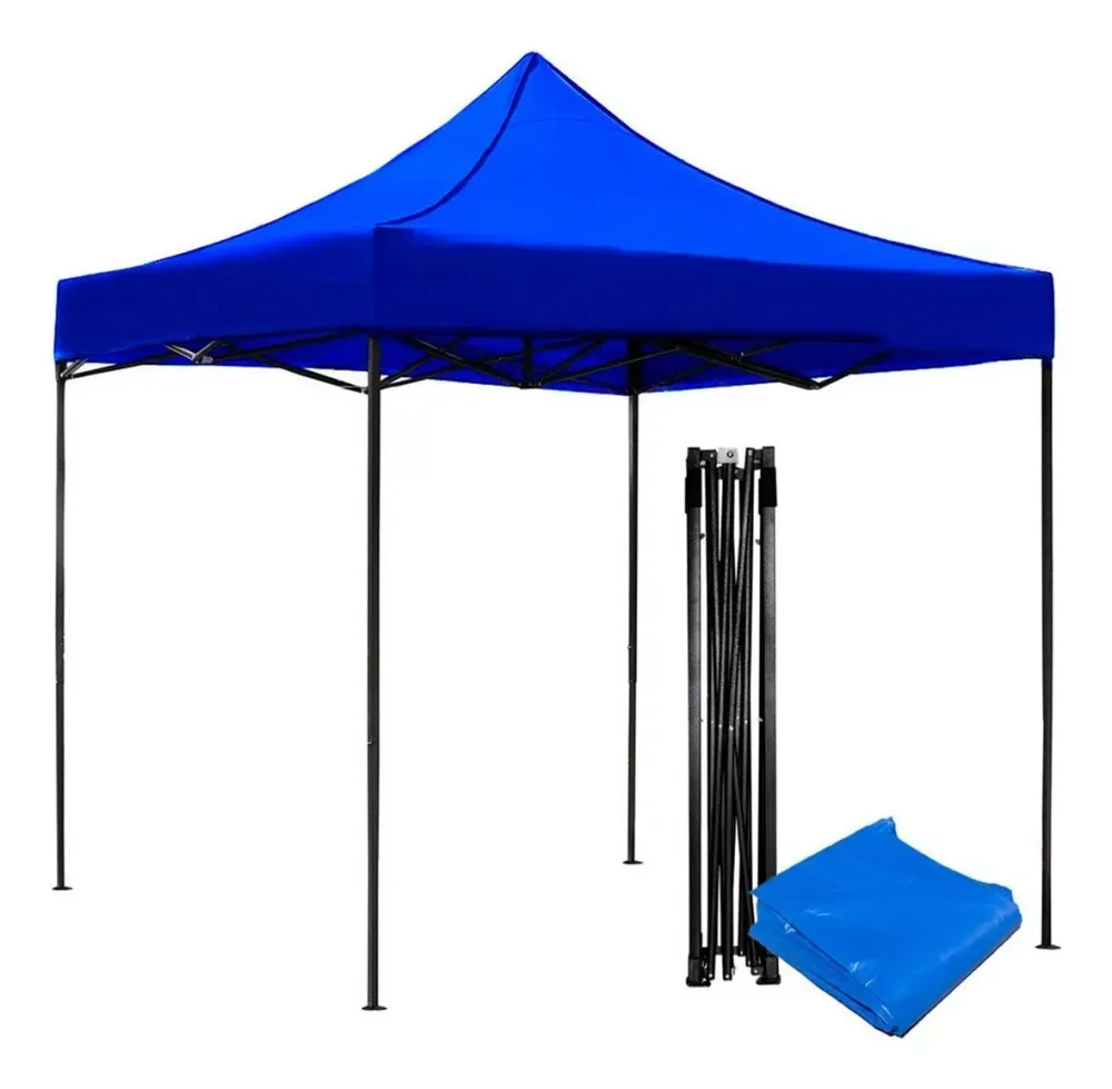 Carpa Toldo Plegable 2x2 Azul Reforzado Impermeable Jardín Lona