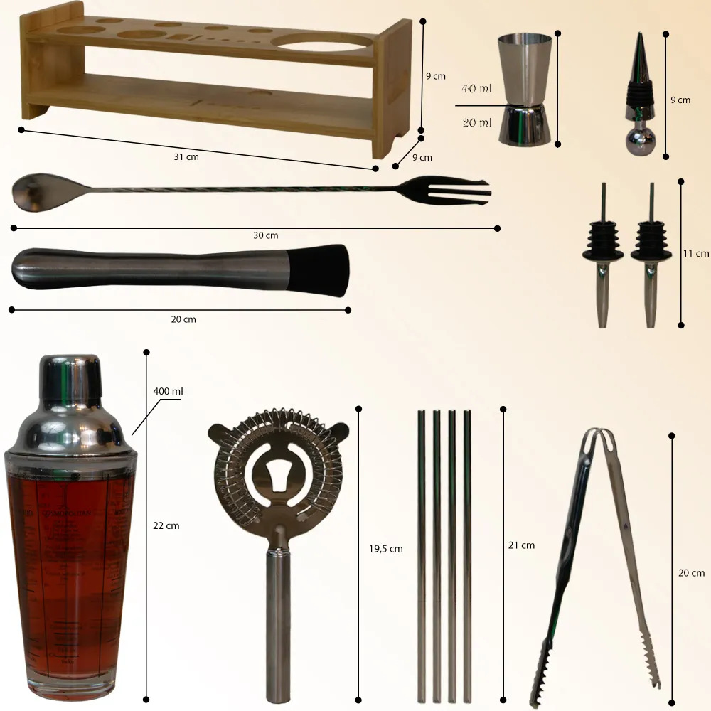 Luxe Cocktailset met houder Chefs Cuisine