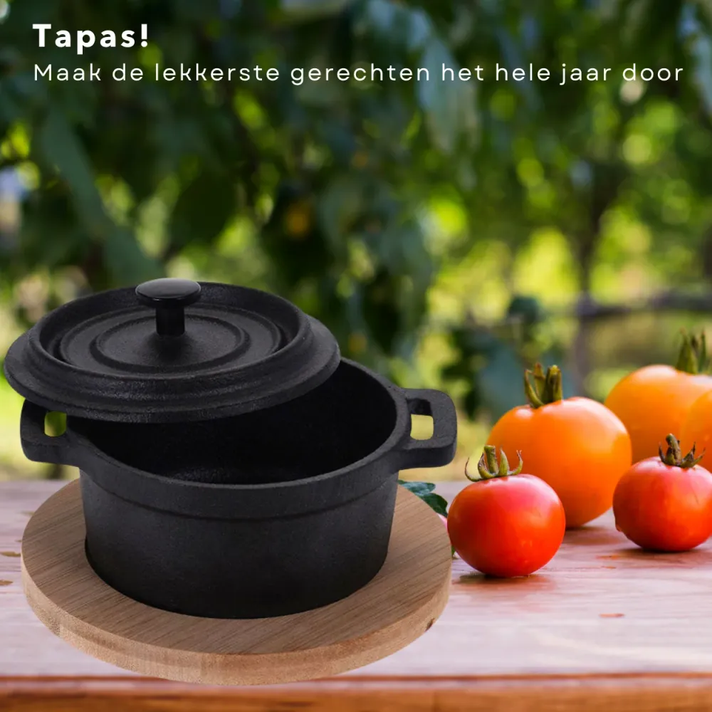 Cheqo® Tapas Cocottes - Braadpan - Ovenschotel - Gietijzer - Ø10cm