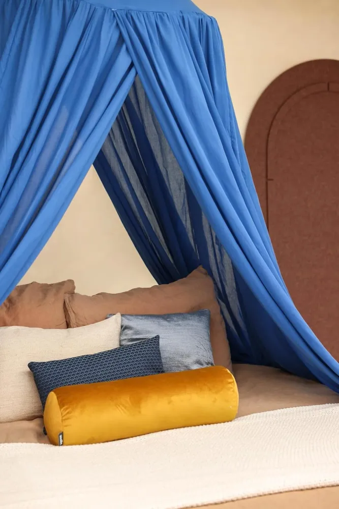 Blauwe Ronde Bedhemel Klamboe voor King Size Bed