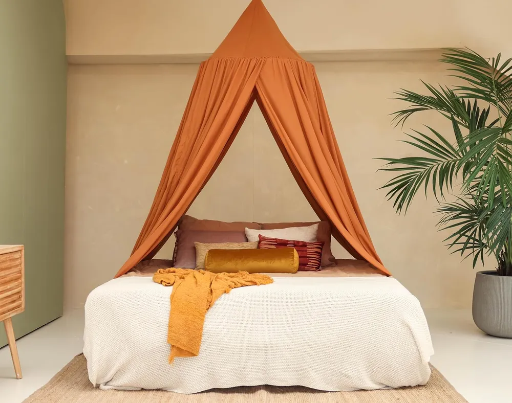 Caramel Ronde Bedhemel Klamboe voor King Size Bed
