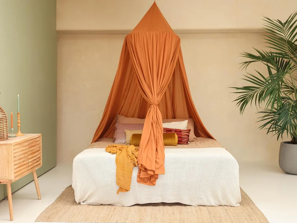 Caramel Ronde Bedhemel Klamboe voor King Size Bed