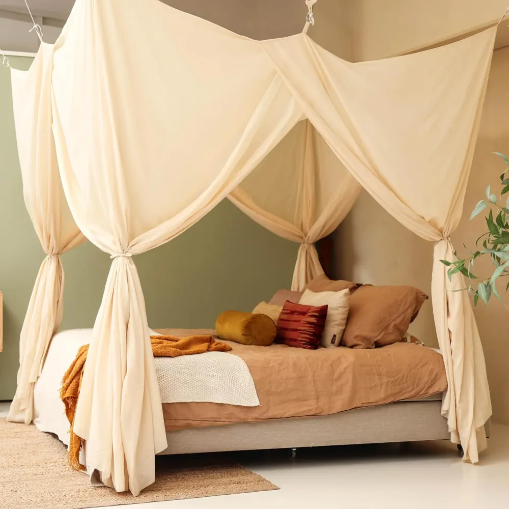 Crème Beige Bedhemel 220x180 CM – Klamboe voor Queen Size Bed