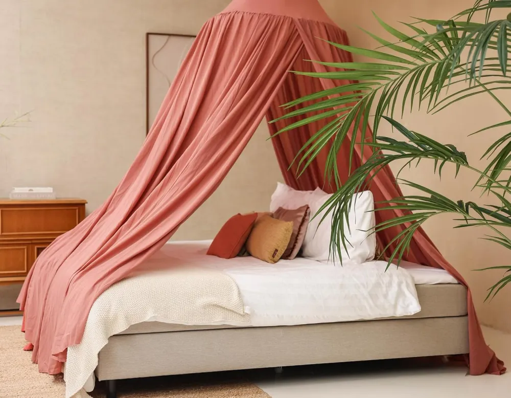 Oudroze Ronde Bedhemel Klamboe voor King Size Bed