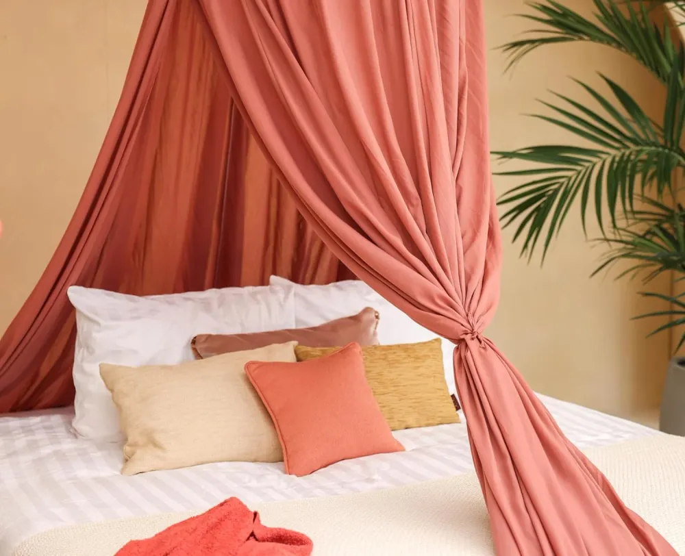 Oudroze Ronde Bedhemel Klamboe voor King Size Bed