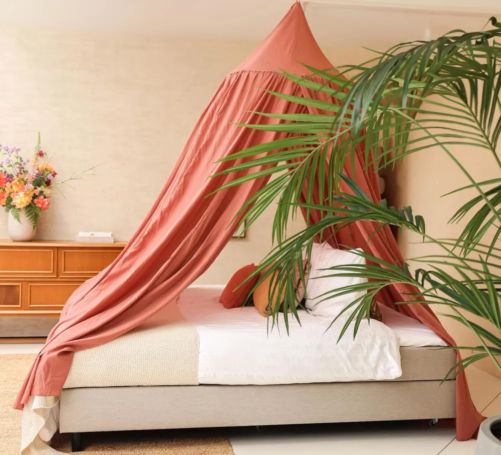 Oudroze Ronde Bedhemel Klamboe voor King Size Bed