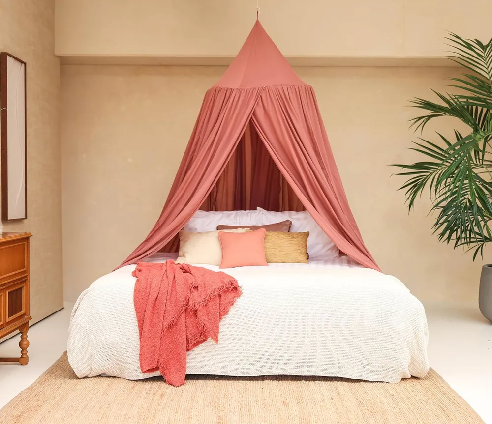 Oudroze Ronde Bedhemel Klamboe voor King Size Bed