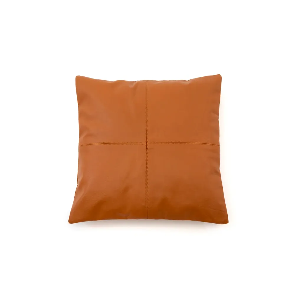 De Four Panel Leather Kussenhoes - Camel - 40x40