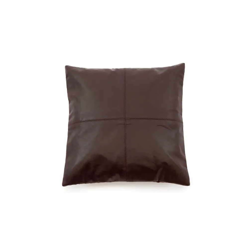De Four Panel Leather Kussenhoes - Chocolade - 40x40