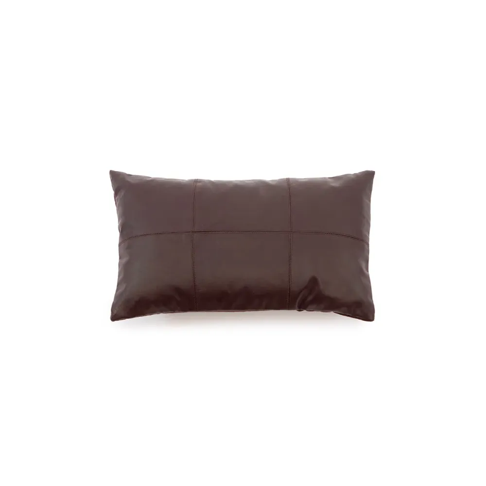 Het Six Panel Leather Kussenhoes - Chocolade - 30x50