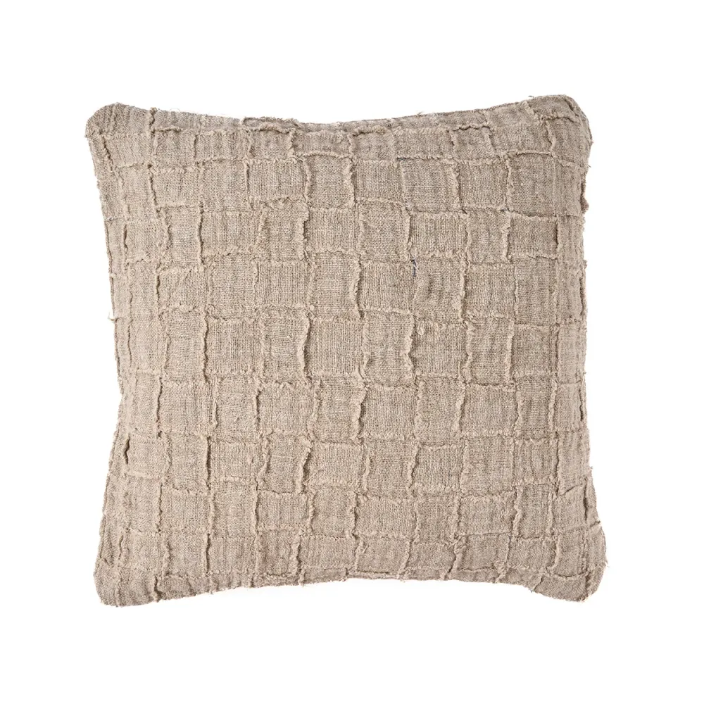 De Linen Damier Kussensloop - Naturel