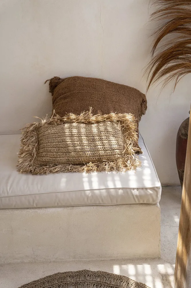 De Raffia Kussenhoes Rechthoekig - Naturel - 30x50