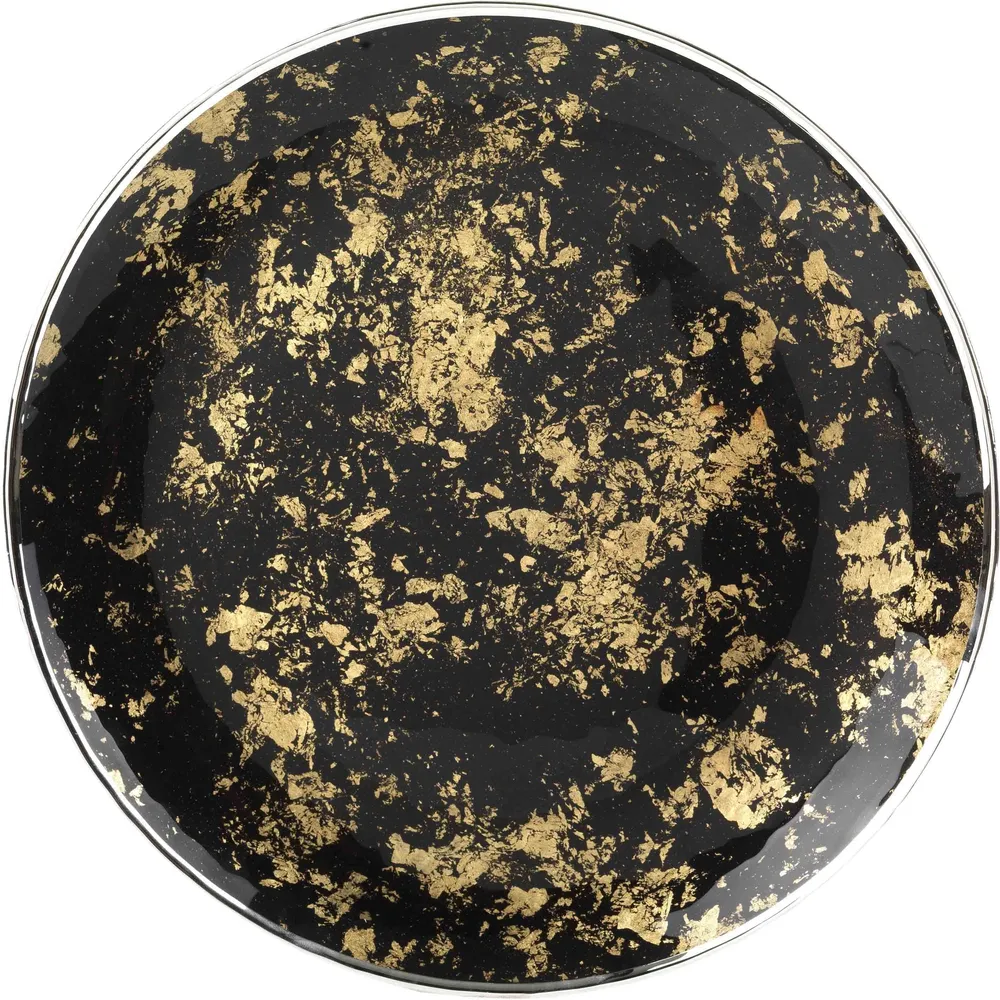 Argenesi Gold Leaf glazen dienblad 34cm mat zwart 1.754144